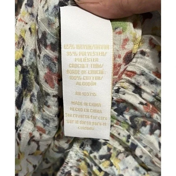 3/$20 Hope &Harlow Floral Lightweight Blouse Size SMALL 3/4 Sleeve Boho Feminine - Picture 6 of 7